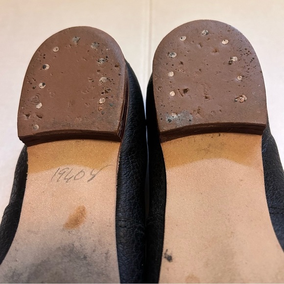 Vintage Buskens Black Leather Studded Geometric Shoes Pointed Toe Small - Picture 10 of 14